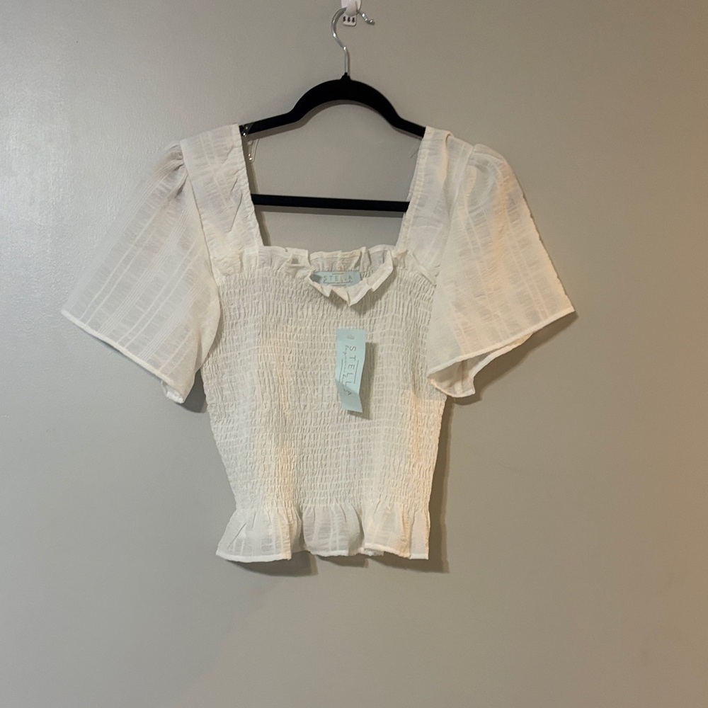 Stellah Cream Smocked Blouse